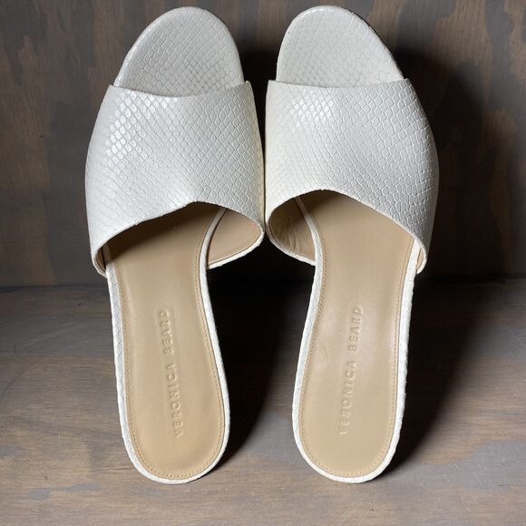 Veronica Beard Dali Python-Embossed Heels Cork Platform Wedge Mules Womens 10 - Picture 12 of 12